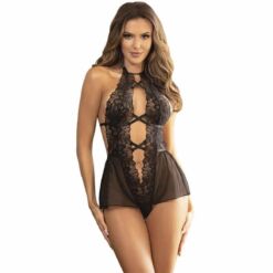 Comprar SUBBLIME - TEDDY CUELLO HALTER ESPALDA DESCUBIERTA ENCAJE NEGRO S/M al mejor precio - Envíos Discretos