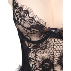 Comprar SUBBLIME - TEDDY ENCAJE FLORAL Y CON FLECOS NEGRO TALLA GRANDE al mejor precio - Envíos Discretos