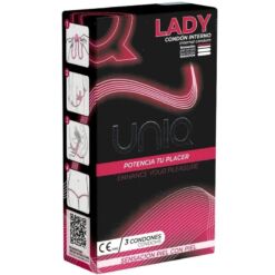 Comprar UNIQ -  LADY CONDOM PRESERVATIVOS FEMENINOS CON LIGUERO SIN LATEX 3 UNIDADES al mejor precio - Envíos Discretos