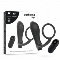 Comprar ADDICTED TOYS - ANILLA PENE CON PLUG ANAL CONTROL REMOTO NEGRO RECARGABLE al mejor precio - Envíos Discretos