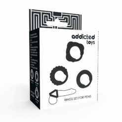 Comprar ADDICTED TOYS - SET 3 ANILLOS PENE NEGRO al mejor precio - Envíos Discretos