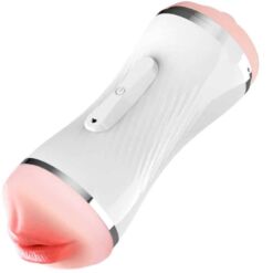 Comprar ARMONY - MASTURBADOR VIBRADOR DOBLE VAGINA & BOCA BLANCO al mejor precio - Envíos Discretos