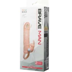 Comprar BAILE - BRAVE MAN FUNDA PENE CON RABBIT VIBRADOR 16.5 CM NATURAL al mejor precio - Envíos Discretos