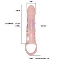 Comprar BAILE - FUNDA EXTENSORA PENE CON VIBRACIÓN Y STRAP NATURAL 13.5 CM al mejor precio - Envíos Discretos