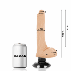 Comprar BASECOCK - VIBRADOR REALÍSTICO 2-1 NATURAL 18.5 CM -O- 4 CM al mejor precio - Envíos Discretos