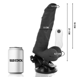 Comprar BASECOCK - VIBRADOR REALÍSTICO ARTICULABLE CONTROL REMOTO NEGRO 21 CM -O- 5 CM al mejor precio - Envíos Discretos