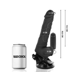 Comprar BASECOCK - VIBRADOR REALÍSTICO CONTROL REMOTO NEGRO 18.5 CM -O- 4CM al mejor precio - Envíos Discretos