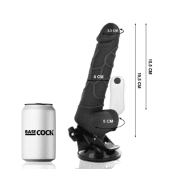 Comprar BASECOCK - VIBRADOR REALÍSTICO CONTROL REMOTO NEGRO CON TESTÍCULOS 19.5 CM -O- 4 CM al mejor precio - Envíos Discretos