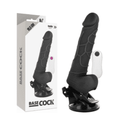 Comprar BASECOCK - VIBRADOR REALÍSTICO CONTROL REMOTO NEGRO CON TESTÍCULOS 19.5 CM -O- 4 CM al mejor precio - Envíos Discretos