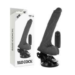 Comprar BASECOCK - VIBRADOR REALÍSTICO CONTROL REMOTO NEGRO CON TESTÍCULOS 20 CM -O- 4 CM al mejor precio - Envíos Discretos