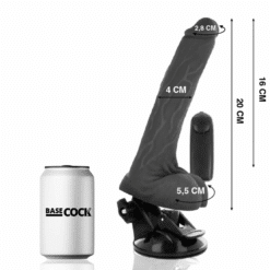 Comprar BASECOCK - VIBRADOR REALÍSTICO CONTROL REMOTO NEGRO CON TESTÍCULOS 20 CM -O- 4 CM al mejor precio - Envíos Discretos