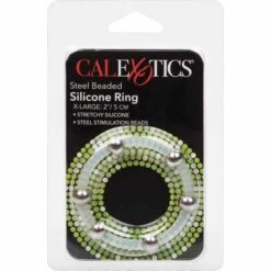 Comprar CALEXOTICS - ANILLO DE SILICONA CON CUENTAS DE ACERO TALLA XL al mejor precio - Envíos Discretos