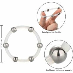 Comprar CALEXOTICS - ANILLO DE SILICONA CON CUENTAS DE ACERO TALLA XL al mejor precio - Envíos Discretos