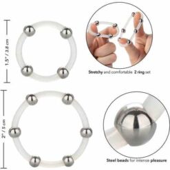 Comprar CALEXOTICS - KIT DE 2 UDS ANILLO DE SILICONA CON CUENTAS DE ACERO al mejor precio - Envíos Discretos