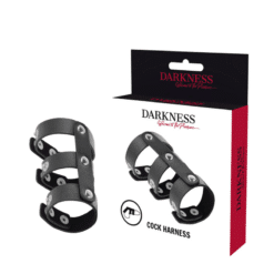 Comprar DARKNESS - ANILLO DOBLE PENE Y TESTÍCULOS AJUSTABLE LEATHER al mejor precio - Envíos Discretos