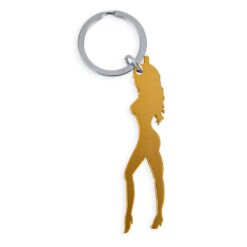 Comprar DIABLO PICANTE - LLAVERO CON SILUETA DE MUJER COLOR DORADO CON ABRIDOR DE CERVEZA al mejor precio - Envíos Discretos