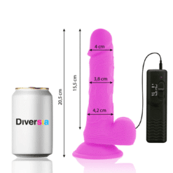 Comprar DIVERSIA - DILDO REALÍSTICO FLEXIBLE CON VIBRACIÓN LILA 20.5 CM -O- 4.2 CM al mejor precio - Envíos Discretos