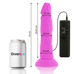 Comprar DIVERSIA - DILDO REALÍSTICO FLEXIBLE CON VIBRACIÓN LILA 23 CM -O- 4.3 CM al mejor precio - Envíos Discretos