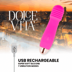 Comprar DOLCE VITA - VIBRADOR RECARGABLE THREE ROSA 7 VELOCIDADES al mejor precio - Envíos Discretos