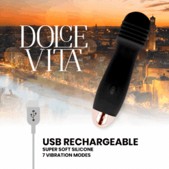 Comprar DOLCE VITA - VIBRADOR RECARGABLE TRES NEGRO 7 VELOCIDADES al mejor precio - Envíos Discretos
