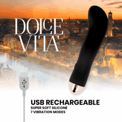 Comprar DOLCE VITA - VIBRADOR RECARGABLE TWO NEGRO 7 VELOCIDADES al mejor precio - Envíos Discretos