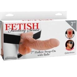 Comprar FETISH FANTASY SERIES - 7 HOLLOW STRAP-ON WITH BALLS 17.8CM NATURAL al mejor precio - Envíos Discretos