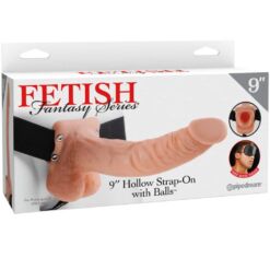 Comprar FETISH FANTASY SERIES - 9 HOLLOW STRAP-ON WITH BALLS 22.9CM NATURAL al mejor precio - Envíos Discretos