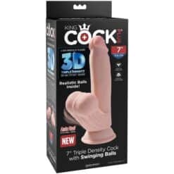 KING COCK - PLUS 3D DILDO SWINGING BALLS 15.2 CM NATURAL - piKanteo | Despierta tu lado más piKante