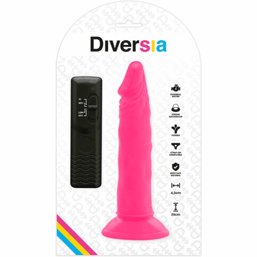 DIVERSIA - DILDO REALÍSTICO FLEXIBLE CON VIBRACIÓN ROSA 23 CM -O- 4.3 CM - Imagen 7