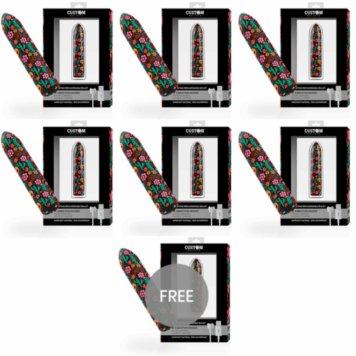 CUSTOM BULLETS - BALA RECARGABLE SKULL 10 INTENSIDADES 6 + 1 GRATIS - Imagen 2