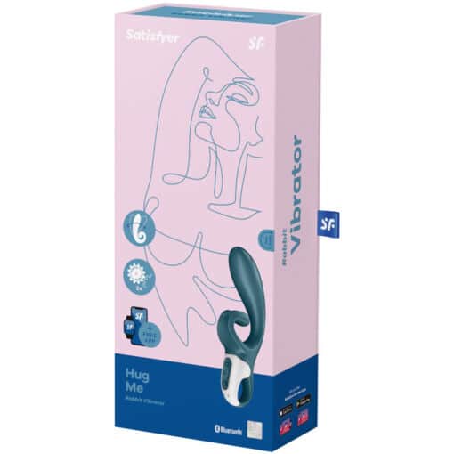 SATISFYER - HUG ME VIBRADOR RABBIT APP AZUL - Imagen 4