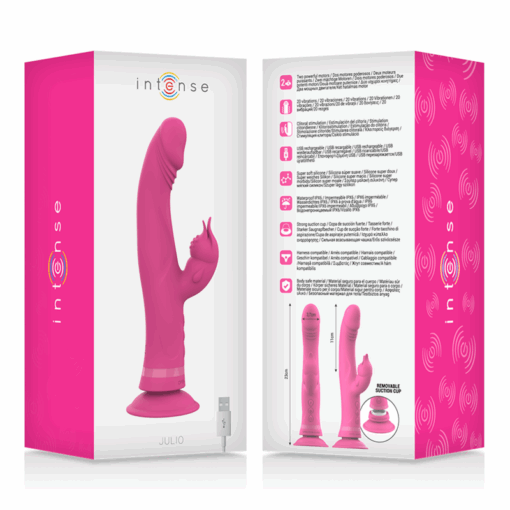INTENSE - JULIO VIBRADOR RABBIT SILICONA ROSA - Imagen 7