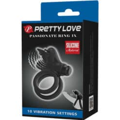 PRETTY LOVE - DOBLE ANILLO VIBRADOR CON ESTIMULADOR NEGRO - piKanteo | Despierta tu lado más piKante