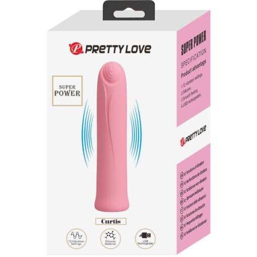 PRETTY LOVE - CURTIS MINI VIBRADOR SUPER POWER 12 VIBRACIONES SILICONA ROSA - Imagen 6