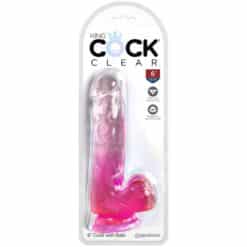 Alternative view of KING COCK - CLEAR PENE REALÍSTICO CON TESTÍCULOS 13.5 CM ROSA