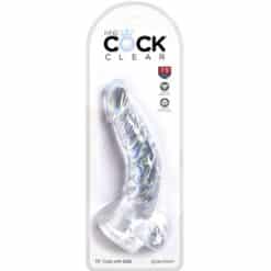KING COCK - CLEAR PENE REALÍSTICO CURVADO CON TESTÍCULOS 16.5 CM TRANSPARENTE - piKanteo | Despierta tu lado más piKante