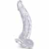 KING COCK - CLEAR PENE REALÍSTICO CURVADO CON TESTÍCULOS 16.5 CM TRANSPARENTE - piKanteo | Despierta tu lado más piKante
