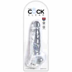KING COCK - CLEAR PENE REALÍSTICO CON TESTÍCULOS 16.5 CM TRANSPARENTE - piKanteo | Despierta tu lado más piKante