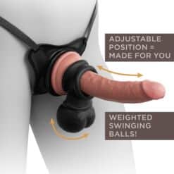 KING COCK - ELITE KIT ARNES AJUSTABLE DELUXE ANILLO CON TESTICULOS & DILDO 20.3 CM - piKanteo | Despierta tu lado más piKante
