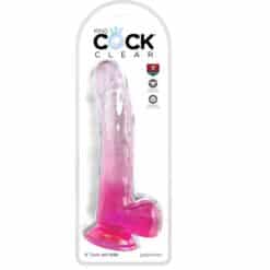 Alternative view of KING COCK - CLEAR DILDO CON TESTÍCULOS 20.3 CM ROSA
