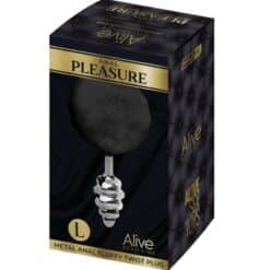 ALIVE - ANAL PLEASURE PLUG ESPIRAL METAL POMPON NEGRO TALLA L - piKanteo | Despierta tu lado más piKante