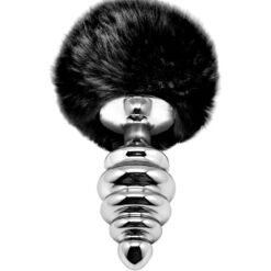 Alternative view of ALIVE - ANAL PLEASURE PLUG ESPIRAL METAL POMPON NEGRO TALLA S