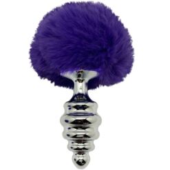 ALIVE - ANAL PLEASURE PLUG ESPIRAL METAL POMPON VIOLETA OSCURO TALLA M - piKanteo | Despierta tu lado más piKante