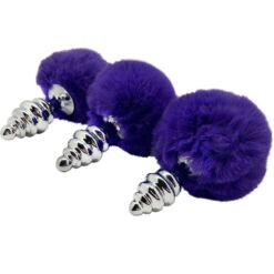 ALIVE - ANAL PLEASURE PLUG ESPIRAL METAL POMPON VIOLETA OSCURO TALLA M - piKanteo | Despierta tu lado más piKante