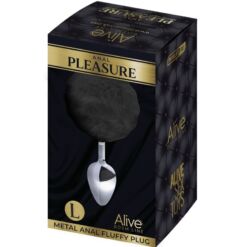 Alternative view of ALIVE - ANAL PLEASURE PLUG LISO METAL POMPON NEGRO TALLA L