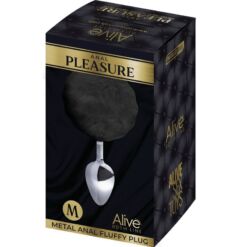 Alternative view of ALIVE - ANAL PLEASURE PLUG LISO METAL POMPON NEGRO TALLA M