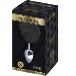 Alternative view of ALIVE - ANAL PLEASURE PLUG LISO METAL POMPON NEGRO TALLA S