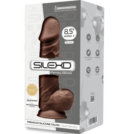 SILEXD - MODELO 1 PENE REALÍSTICO SILICONA PREMIUM SILEXPAN MARRÓN 21.5 CM - Imagen 3