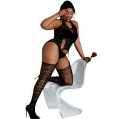 MOONLIGHT - MODELO 2 BODYSTOCKING NEGRO TALLA ÚNICA / PLUS SIZE