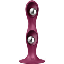 Alternative view of SATISFYER - DOUBLE BALL-R DILDO SILICONA GRANATE